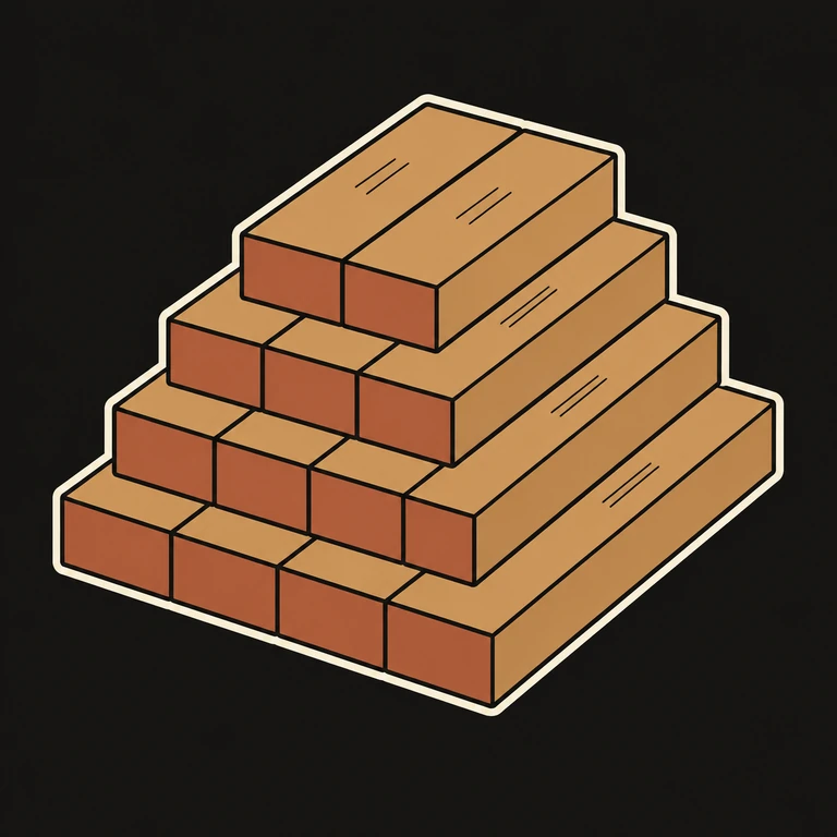 Graphic sticker illustration of stacked wooden planks